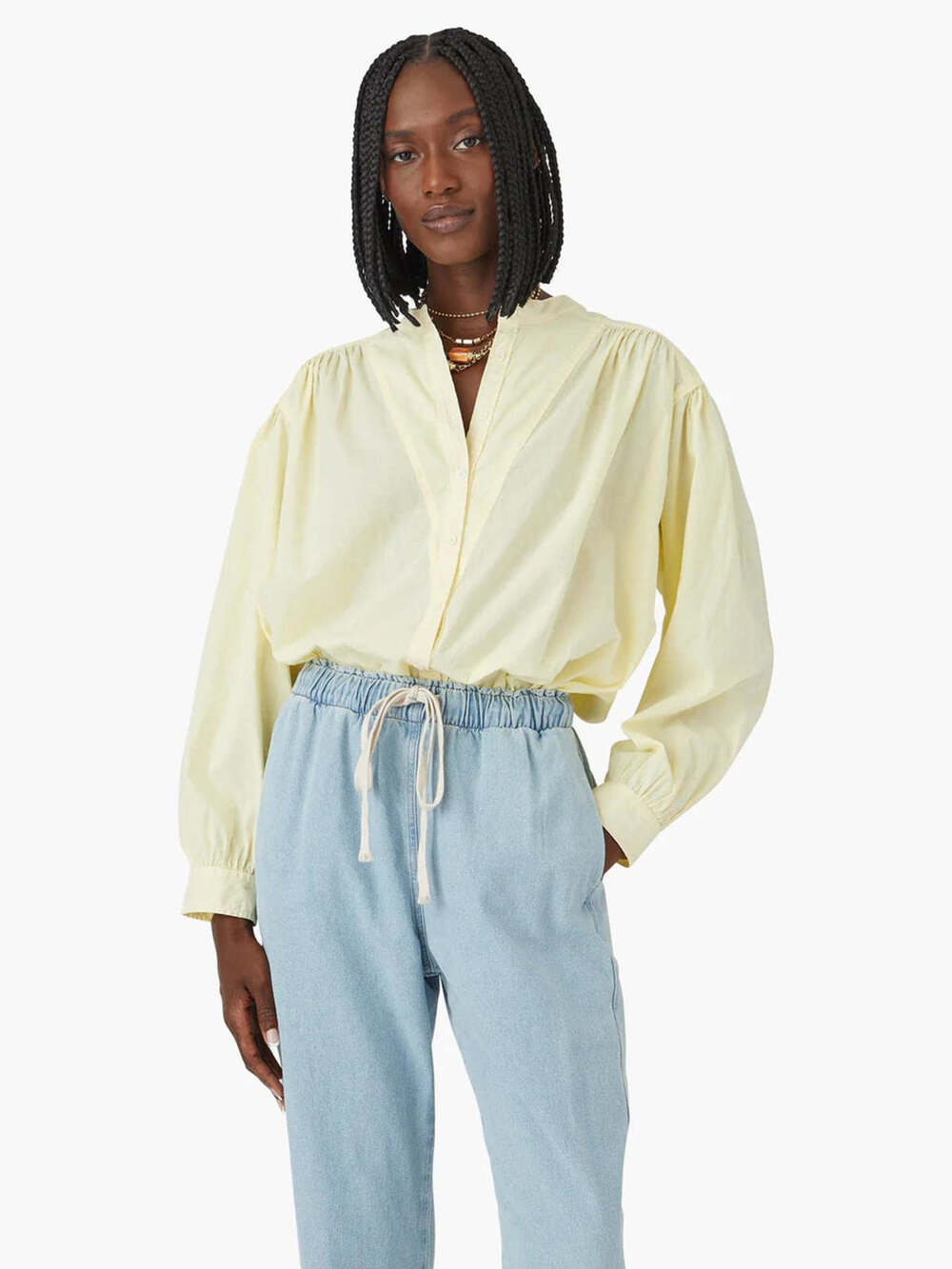Xirena Poe Button Up Cotton Poplin Shirt Sunglow Size Small